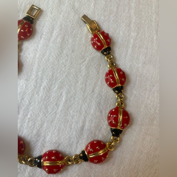 Red & Black Enameled Ladybug Bracelet - Picture 5 of 7